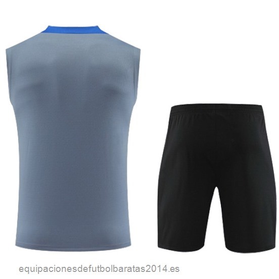 Nuevo Entrenamiento Sin Mangas Conjunto Completo Inter Milan 24/25 Gris Azul Baratas
